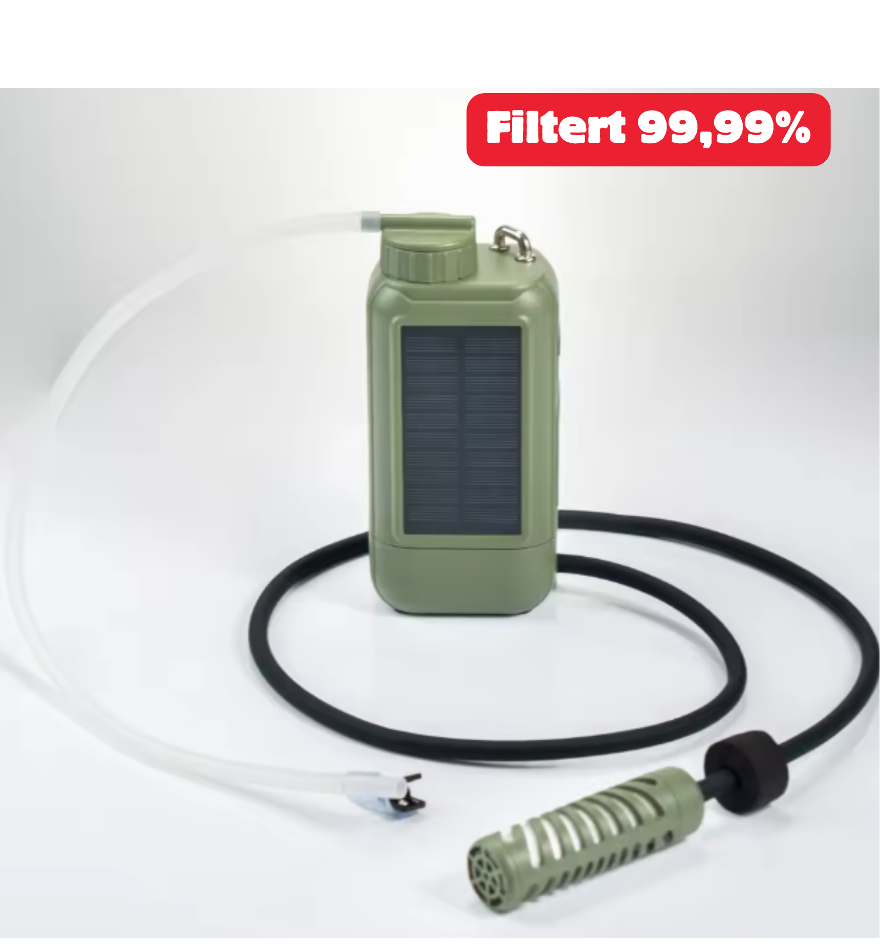 NORDEN Outdoor Draagbare Oplaadbare Electrische Waterzuiveraar met Waterpomp, LED Licht en Zonnecollector