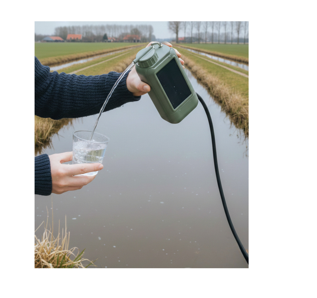 NORDEN Outdoor Draagbare Oplaadbare Electrische Waterzuiveraar met Waterpomp, LED Licht en Zonnecollector